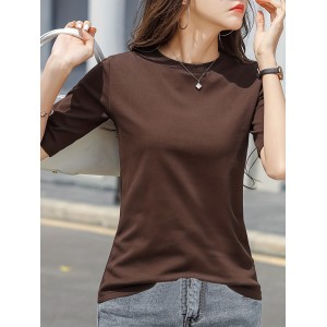 Short Sleeve Crew Neck T-Shirt, Casual Top For Summer & Spring, Women's Clothing