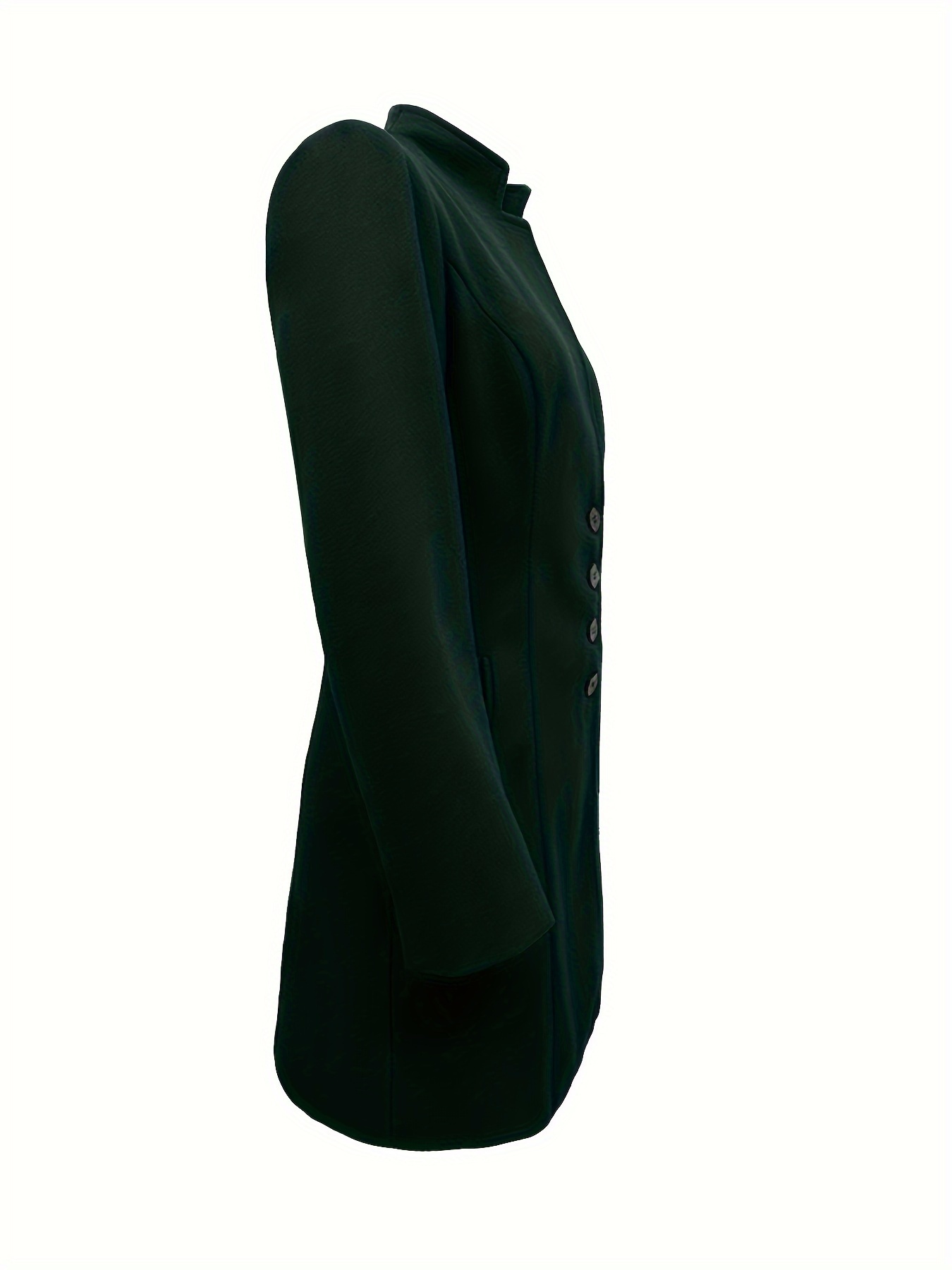 single breasted solid coat, single breasted solid coat elegant long sleeve versatile outerwear womens clothing details 7