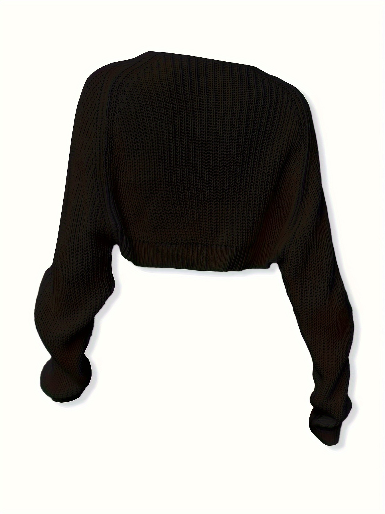 cropped solid knit sweater open front long sleeve sweater womens clothing details 21