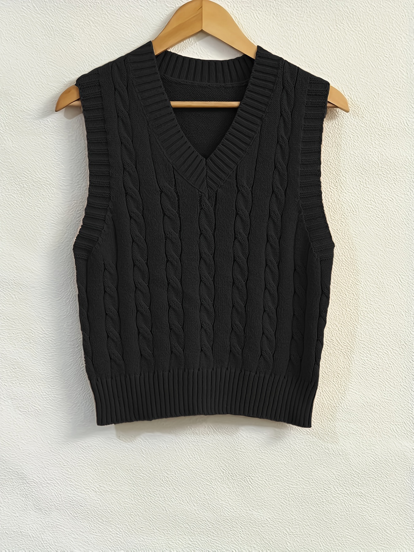 twist pattern v neck sweater vest y2k sleeveless vest for spring fall womens clothing details 37