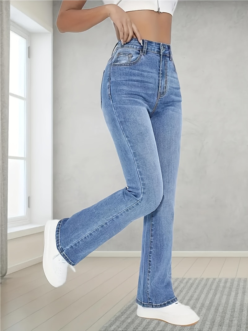 high stretch washed straight jeans slant pockets high waist denim pants womens denim jeans clothing details 1