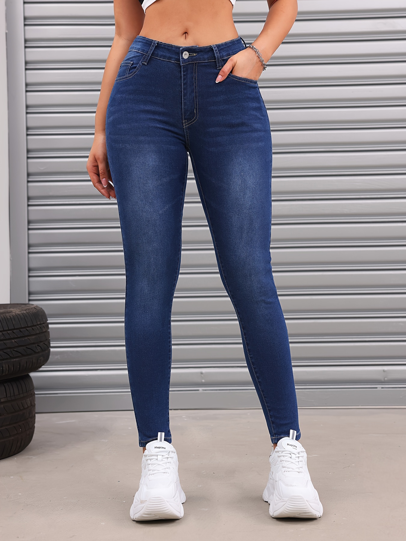 fleece liner washed skinny jeans mid stretch keep warm slim fit tight jeans womens denim jeans clothing details 0